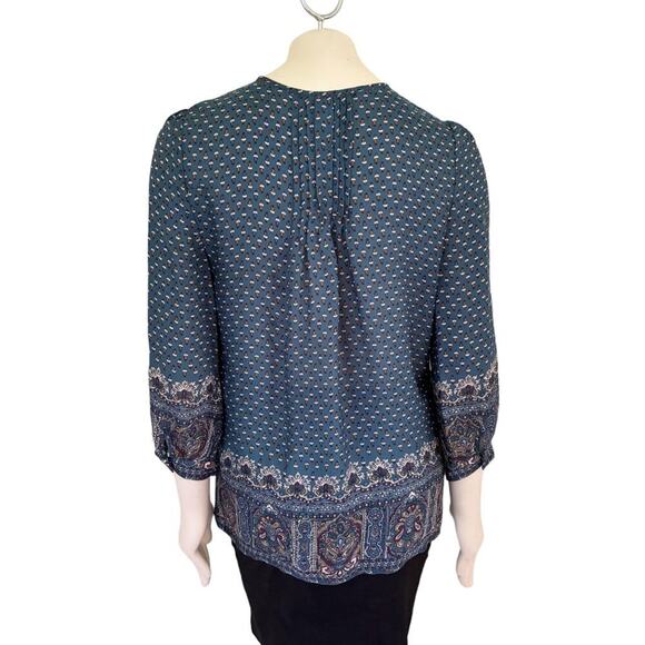 JOIE 100% Silk Rinjani Blouse in Teal Blue  Boho Peasant  SZ S - Picture 8 of 12